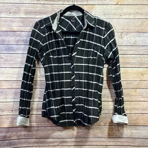 Beluva San Francisco Button Down Crinkle Blouse Black White Size Small